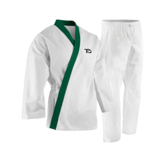 Tang Soo Do Suit White with Green Ribbon
