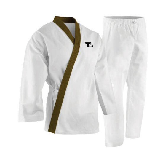 Tang Soo Do Suit White with tan Ribbon